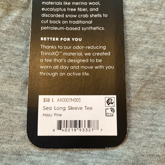Allbirds sea Long Sleeve Tee in Hazy Pine Sz L - Picture 5 of 7